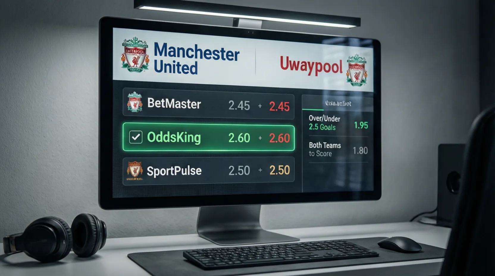 Pantalla mostrando comparación de cuotas entre diferentes casas de apuestas