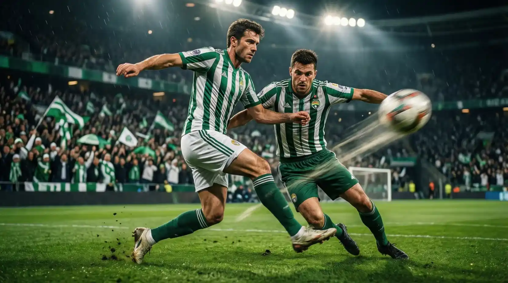 Jugadores del Real Betis disputando un balón en partido de Europa League