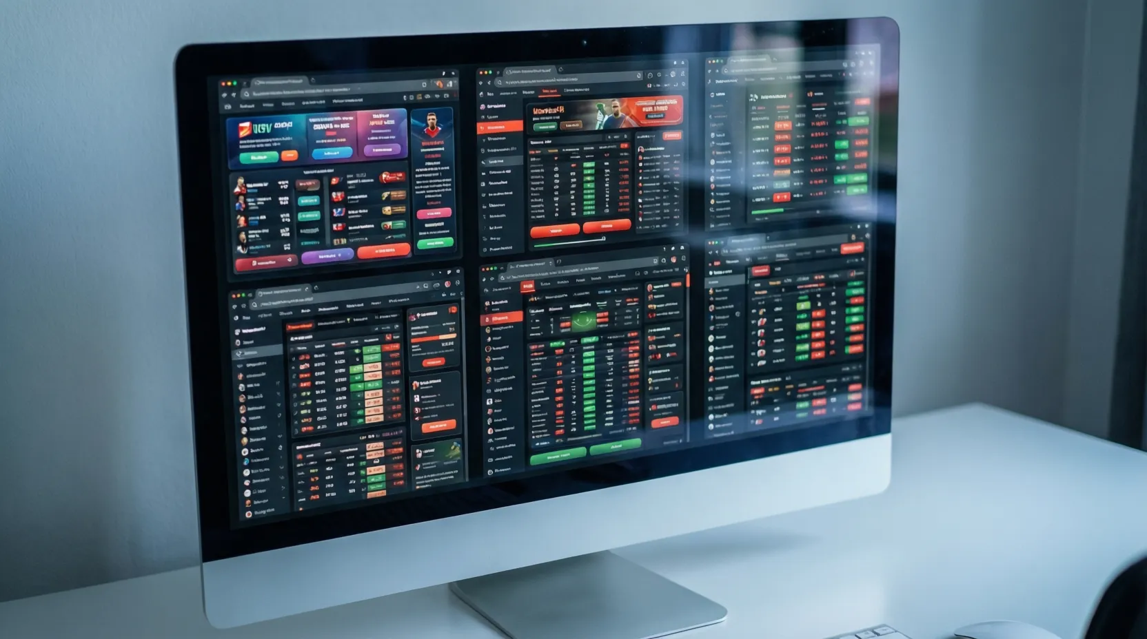 Pantalla de ordenador mostrando diferentes plataformas de apuestas deportivas