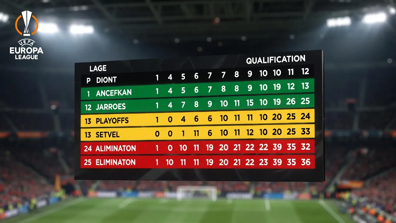 Pantalla gigante de estadio mostrando las tres zonas de clasificación con colores diferenciados